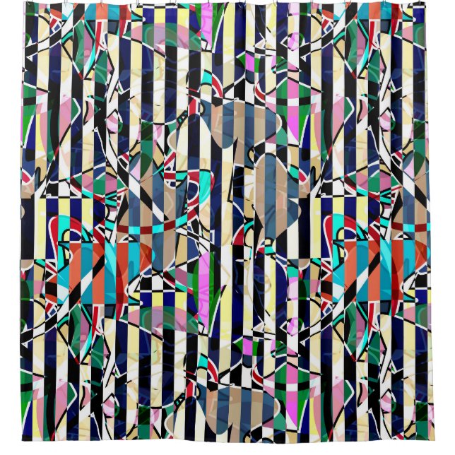 Cortina De Ducha Patrón abstracto a rayas (Anverso)