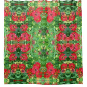Cortina De Ducha Patrón abstracto de las flores de zinnia roja que 