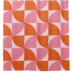 Cortina De Ducha Patrón abstracto de naranja y rosa de mediados de 