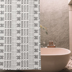 Cortina De Ducha Patrón africano moderno de paños blancos negros