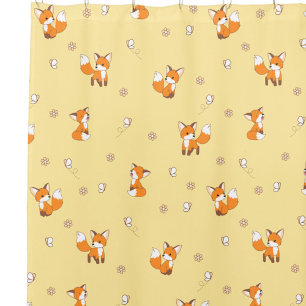 Cortina De Ducha Patrón Amarillo Pequeño Fox