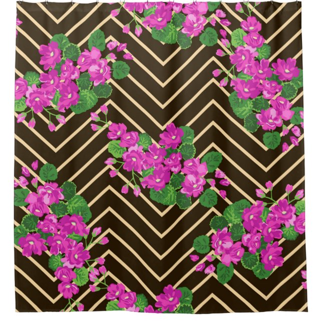 Cortina De Ducha Patrón ardiente e inquebrantable en flores dulces. (Anverso)