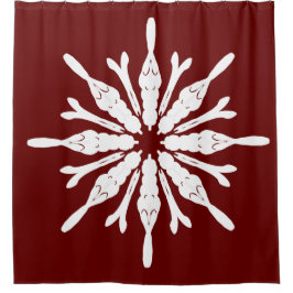 Cortina De Ducha Patrón blanco elegante en Borgoña