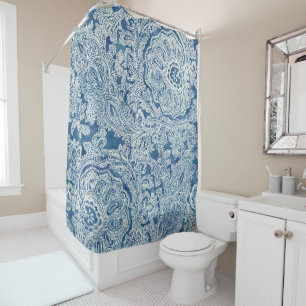 Cortina De Ducha Patrón Blue Boho Lace Paisley