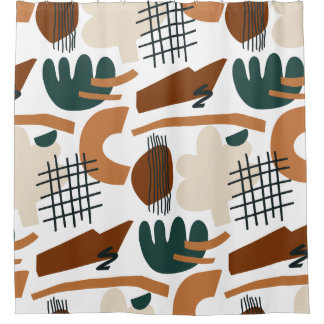 Cortina De Ducha Patrón boho abstracto limpio | Minimalista moderno