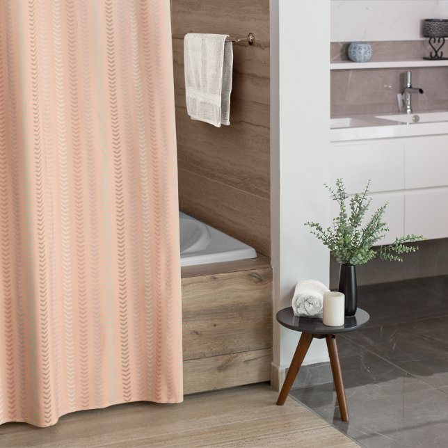 Cortina De Ducha Patrón Boho Herringbone, Naranja rosa elegante (Subido por el creador)