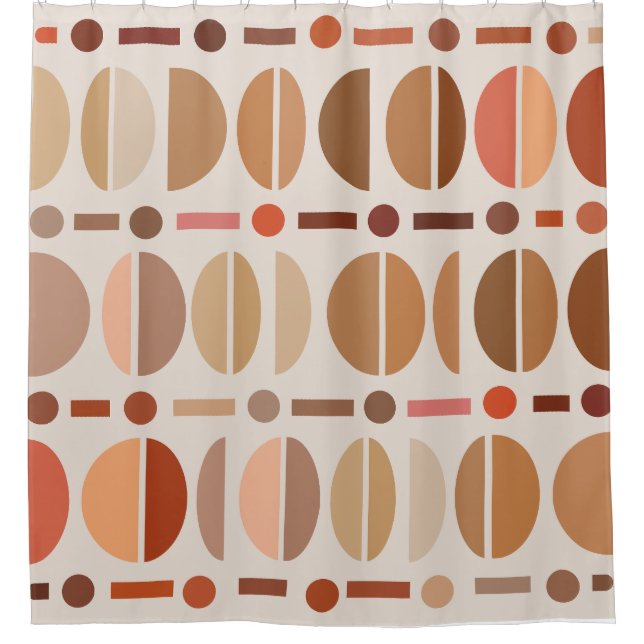 Cortina De Ducha Patrón Boho Retro Bowls Tones de Tierra Ligeros (Anverso)