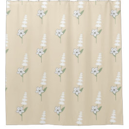 Cortina De Ducha Patrón Botánico Bohemio Beige Floral