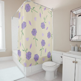 Cortina De Ducha Patrón botánico de Boho floral beige morado Rosa