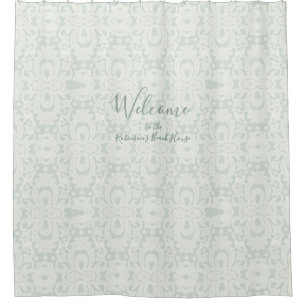 Cortina De Ducha Patrón Brocade de Mint Green Grey Beach Ocean Dam