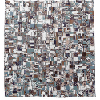 Cortina De Ducha Patrón Brown Y Blues
