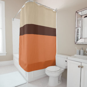 Cortina De Ducha Patrón burlap de banda moderna Naranja marfil marr
