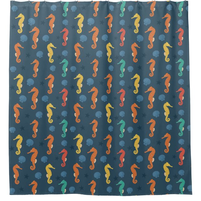 Cortina De Ducha Patrón caballito de mar (Anverso)