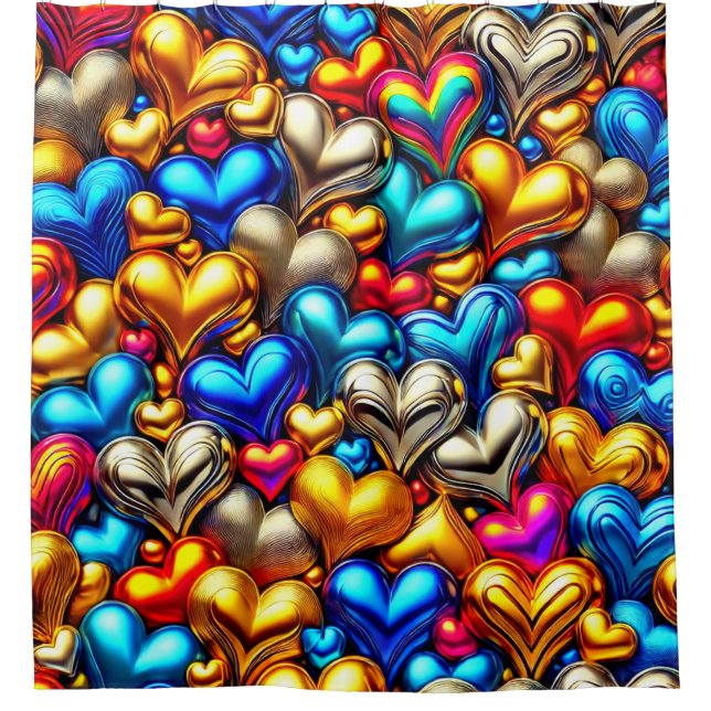 Cortina De Ducha Patrón cardíaco (Anverso)