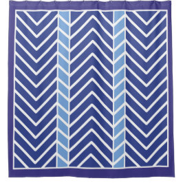 Cortina De Ducha Patrón Chevron Azul