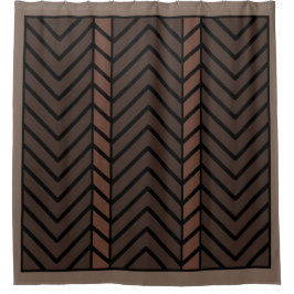 Cortina De Ducha Patrón Chevron Marrón