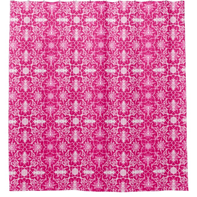 Cortina De Ducha Patrón chino de Art Nouveau - rosa de Fuschia (Anverso)