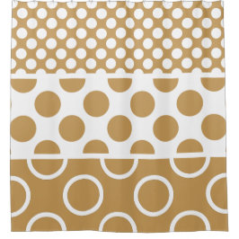 Cortina De Ducha Patrón circular moderno de capas marrones y blanca