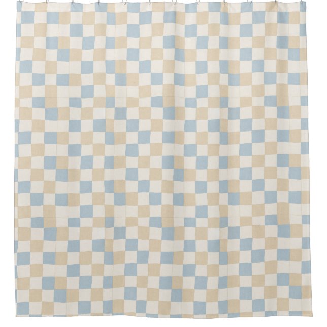 Cortina De Ducha Patrón clásico de patchwork de damero (Anverso)