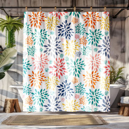 Cortina De Ducha Patrón colorido de flores abstractas