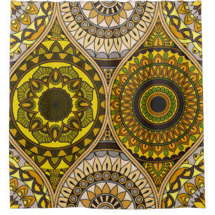 Cortina De Ducha Patrón con mandalas. Elementos decorativos de époc