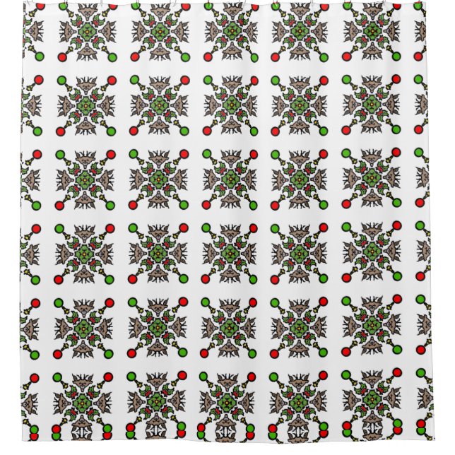 Cortina De Ducha Patrón continuo de mandala floral (Anverso)