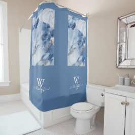 Cortina De Ducha patrón costero abstracto de mármol azul