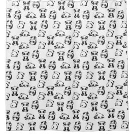 Cortina De Ducha Patrón Cute Pandas