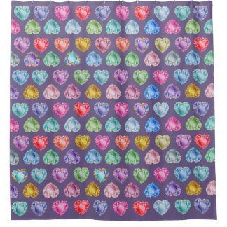 Cortina De Ducha Patrón de acuarela del corazón del diamante Cute G