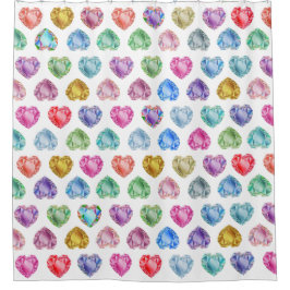 Cortina De Ducha Patrón de acuarela del corazón del diamante Cute P