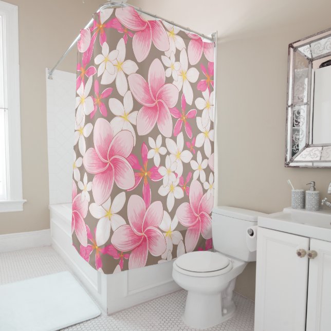 Cortina De Ducha Patrón de aloha tropical (In situ)