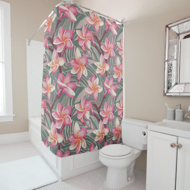 Cortina De Ducha Patrón de aloha tropical (In situ)