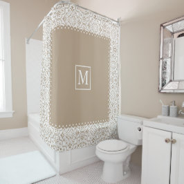 Cortina De Ducha Patrón de amortiguador de taupe pálido y monograma