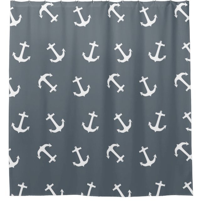 Cortina De Ducha Patrón de ancla náutica clásico y elegante (Anverso)