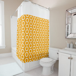 Cortina De Ducha Patrón de anillos con baldosas amarillo brillante 