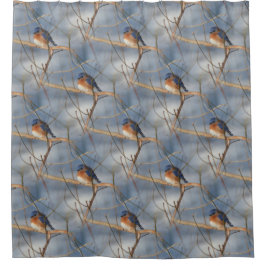 Cortina De Ducha Patrón de arte de aves de la naturaleza del pájaro