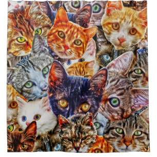 Cortina De Ducha Patrón de arte de gato