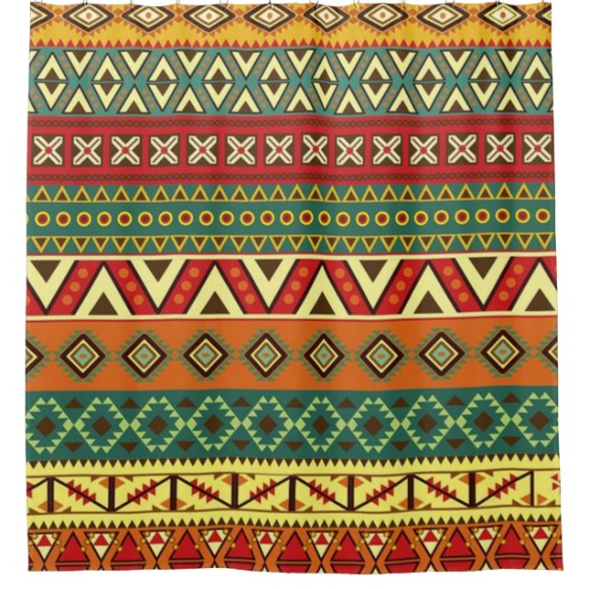 Cortina De Ducha Patrón de arte folclórico mexicano (Anverso)