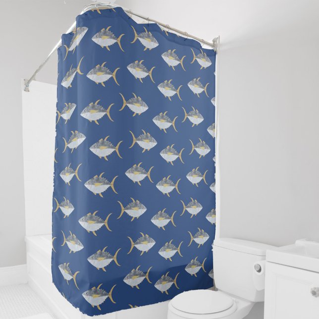 Cortina De Ducha Patrón de atún (Fun Yellowfin Tuna fish pattern shower curtain)