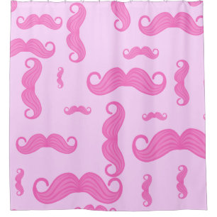 Cortina De Ducha Patrón de Bigote Rosa