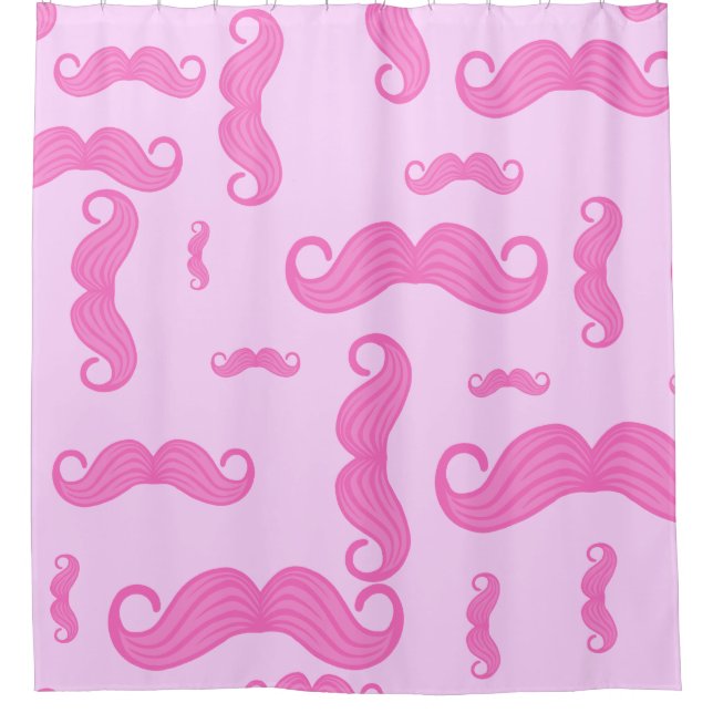 Cortina De Ducha Patrón de Bigote Rosa (Anverso)