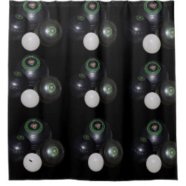 Cortina De Ducha Patrón De Bolas De Césped Blanco Y Negro.