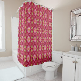 Cortina De Ducha Patrón de bordado indio rosa boho