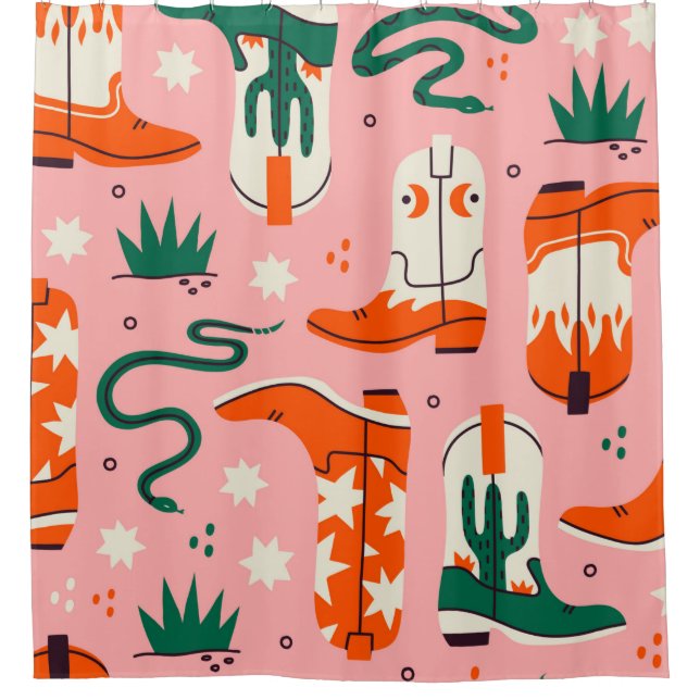 Cortina De Ducha Patrón de botas de vaquero variado (Anverso)