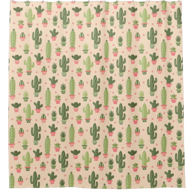 Cortina De Ducha Patrón de cactus (Anverso)