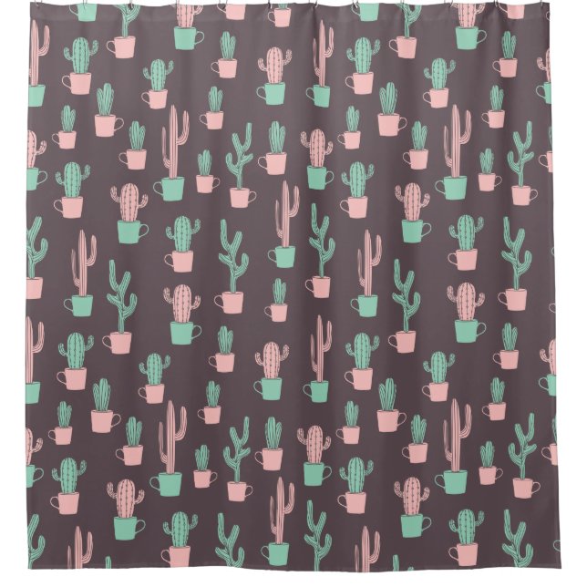 Cortina De Ducha Patrón de cactus (Anverso)