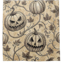 Patrón de calabaza de Halloween vintage con viñas