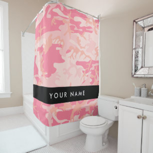 Cortina De Ducha Patrón de camuflaje rosado, nombre, personalizació