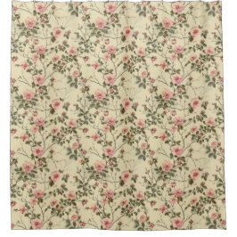 Cortina De Ducha Patrón de capullos de rosas rosadas en acuarela