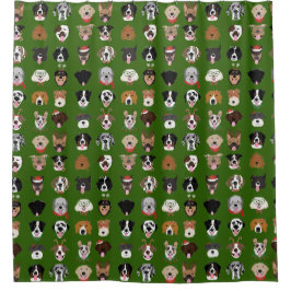 Cortina De Ducha Patrón de cara de perro de los navidades